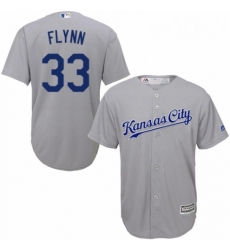 Youth Majestic Kansas City Royals 33 Brian Flynn Authentic Grey Road Cool Base MLB Jersey 