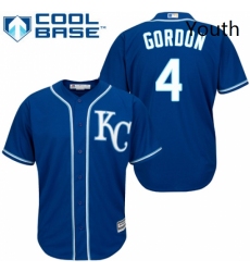 Youth Majestic Kansas City Royals 4 Alex Gordon Replica Blue Cool Base MLB Jersey