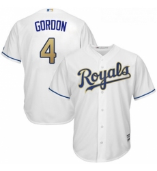 Youth Majestic Kansas City Royals 4 Alex Gordon Replica White Home Cool Base MLB Jersey