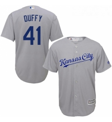 Youth Majestic Kansas City Royals 41 Danny Duffy Replica Grey Road Cool Base MLB Jersey