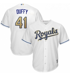 Youth Majestic Kansas City Royals 41 Danny Duffy Replica White Home Cool Base MLB Jersey