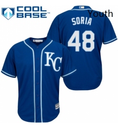 Youth Majestic Kansas City Royals 48 Joakim Soria Authentic Blue Alternate 2 Cool Base MLB Jersey