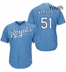 Youth Majestic Kansas City Royals 51 Jason Vargas Authentic Light Blue Alternate 1 Cool Base MLB Jersey 