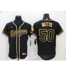 Dodgers 50 Mookie Betts Black Gold 2020 Nike Flexbase Jersey