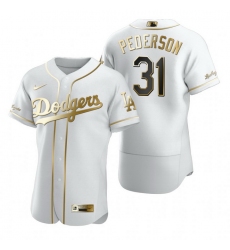 Los Angeles Dodgers 31 Joc Pederson White Nike Mens Authentic Golden Edition MLB Jersey