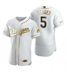 Los Angeles Dodgers 5 Corey Seager White Nike Mens Authentic Golden Edition MLB Jersey