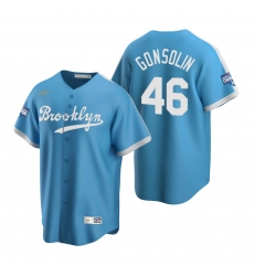 Men Brooklyn Los Angeles Dodgers 46 Tony Gonsolin Light Blue 2020 World Series Champions Cooperstown Collection Jersey