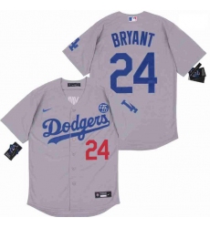 Men Dodgers 24 Kobe Bryant Grey Cool Base Stitched MLB Jersey