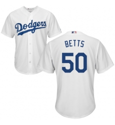 Men Dodgers #50 Mookie Betts White Cool Base Jersey