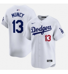 Men Los Angeles Dodgers 13 Max Muncy White Limited Stitched Baseball Jersey