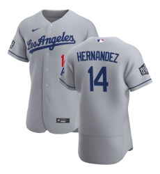 Men Los Angeles Dodgers 14 Enrique Hernandez Men Nike Gray Road 2020 World Series Bound Flex Base Team MLB Jersey