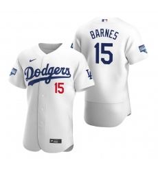 Men Los Angeles Dodgers 15 Austin Barnes White 2020 World Series Champions Flex Base Jersey