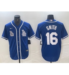 Men Los Angeles Dodgers 16 Will Smith Blue Cool Base Stitched Baseball Jersey