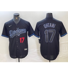 Men Los Angeles Dodgers 17 Shohei Ohtani Black Cool Base Stitched Baseball Jersey