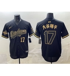 Men Los Angeles Dodgers 17 Shohei Ohtani Black Gold 2025 World Series Champions Patch Limited Stitched Baseball Jersey Men Los Angeles Dodgers 17 Shohei Ohtani Black Gold 2025 World Series Champions Patch Limited Stitched Baseball Jersey
