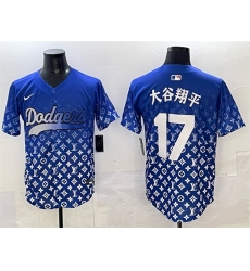 Men Los Angeles Dodgers 17  Shohei Ohtani Blue Limited Stitched Baseball Jersey