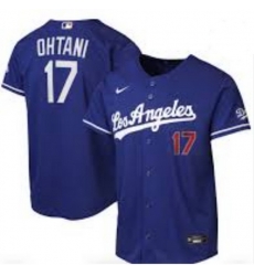 Men Los Angeles Dodgers 17 Shohei Ohtani Blue Stitched Baseball Stadium Jersey