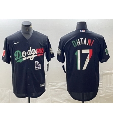 Men Los Angeles Dodgers 17 Shohei Ohtani Mexico Black Cool Base Stitched Baseball Jersey
