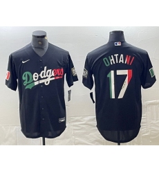 Men Los Angeles Dodgers 17 Shohei Ohtani Mexico Black Cool Base Stitched Baseball Jerseys