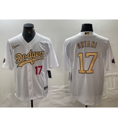 Men Los Angeles Dodgers 17 Shohei Ohtani Number White 2022 All Star Stitched Cool Base Nike Jersey