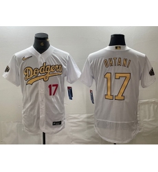 Men Los Angeles Dodgers 17 Shohei Ohtani Number White 2022 All Star Stitched Flex Base Nike Jersey