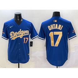 Men Los Angeles Dodgers 17 Shohei Ohtani Royal 2025 Gold Collection Limited Stitched Baseball Jersey