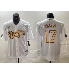 Men Los Angeles Dodgers 17 Shohei Ohtani White 2022 All Star Stitched Cool Base Nike Jersey