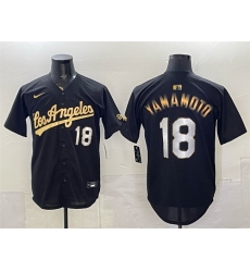 Men Los Angeles Dodgers 18 Yoshinobu Yamamoto Black Gold Limited Stitched Baseball Jersey Men Los Angeles Dodgers 18 Yoshinobu Yamamoto Black Gold Limited Stitched Baseball Jersey