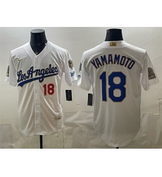 Men Los Angeles Dodgers 18 Yoshinobu Yamamoto White 2026 Gold Collection 9x B2B Champs Patch Stitched Baseball Jersey Men Los Angeles Dodgers 18 Yoshinobu Yamamoto White 2026 Gold Collection 9x B2B Champs Patch Stitched Baseball Jersey