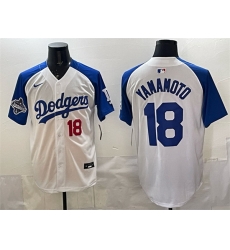 Men Los Angeles Dodgers 18 Yoshinobu Yamamoto White Royal 2025 World Series Champions Patch Limited Stitched Baseball Jersey Men Los Angeles Dodgers 18 Yoshinobu Yamamoto White Royal 2025 World Series Champions Patch Limited Stitched Baseball Jersey