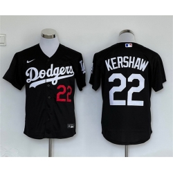 Men Los Angeles Dodgers 22 Clayton Kershaw Black Cool Base Stitched Baseball Jersey