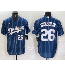 Men Los Angeles Dodgers 26 Tony Gonsolin Blue Cool Base Stitched Baseball Jersey 1