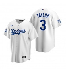 Men Los Angeles Dodgers 3 Chris Taylor White 2020 World Series Champions Replica Jersey