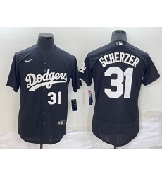 Men Los Angeles Dodgers 31 Max Scherzer Black Flex Base Stitched Baseball Jersey