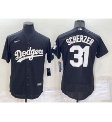 Men Los Angeles Dodgers 31 Max Scherzer Black Flex Base Stitched Baseball Jerseyy