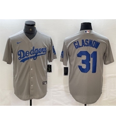 Men Los Angeles Dodgers 31 Tyler Glasnow Grey Cool Base Stitched Baseball Jersey S
