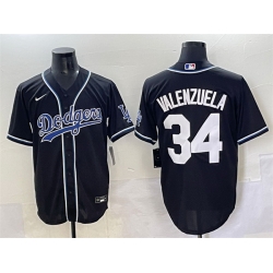 Men Los Angeles Dodgers 34 Fernando Valenzuela Black Fashion Stitched Baseball Jersey