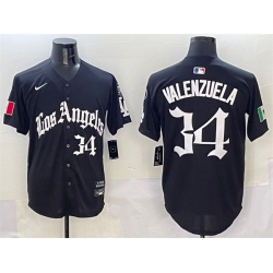 Men Los Angeles Dodgers 34 Fernando Valenzuela Black Mexico 2025 LA Gothic Style With Fernando Patch Vapor Premier Limited Stitched Baseball Jersey