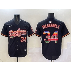 Men Los Angeles Dodgers 34 Fernando Valenzuela Black Mexico Limited Stitched Baseball Jersey