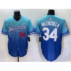 Men Los Angeles Dodgers 34 Fernando Valenzuela Blue Limited Stitched Baseball Jersey