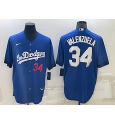 Men Los Angeles Dodgers 34 Toro Valenzuela Royal City Connect Cool Base Stitched Baseball Jersey