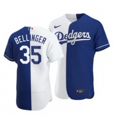 Men Los Angeles Dodgers 35 Cody Bellinger Split White Blue Two Tone Jersey