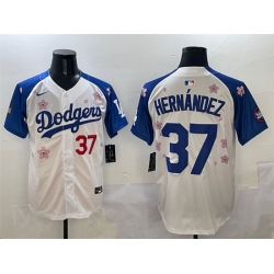 Men Los Angeles Dodgers 37 Teoscar Hernandez White Royal 2025 Tokyo Series Limited Stitched Baseball Jersey 377