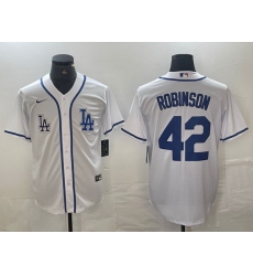 Men Los Angeles Dodgers 42 Jackie Robinson White  Cool Base Stitched Baseball Jersey