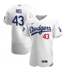 Men Los Angeles Dodgers 43 Edwin Rios Men Nike White Home 2020 World Series Bound Flex Base Player MLB Jersey