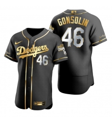 Men Los Angeles Dodgers 46 Tony Gonsolin Black 2020 World Series Champions Gold Edition Jersey
