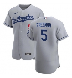 Men Los Angeles Dodgers 5 Freddie Freeman Grey Flex Base Stitched jersey