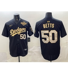 Men Los Angeles Dodgers 50 Mookie Betts Black Gold 2025 World Series Patch Limited Stitched Baseball Jersey Men Los Angeles Dodgers 50 Mookie Betts Black Gold 2025 World Series Patch Limited Stitched Baseball Jersey