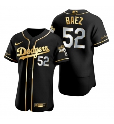 Men Los Angeles Dodgers 52 Pedro Baez Black 2020 World Series Champions Golden Limited Jersey