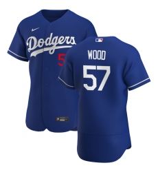 Men Los Angeles Dodgers 57 Alex Wood Men Nike Royal Alternate 2020 Flex Base Player MLB Jersey